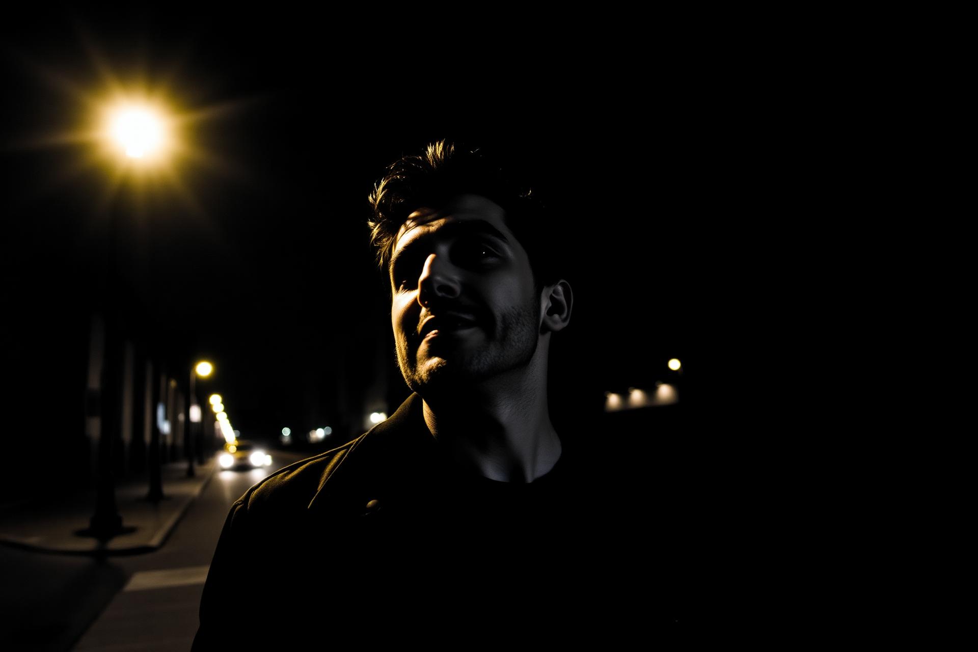 Trevor Wallace under a streetlight